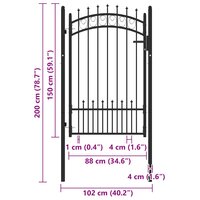 Poort met speerpunten 100x150 cm staal zwart 5