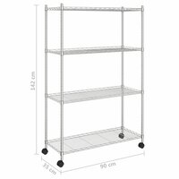 Opbergrek 4-laags met wielen 200 kg 90x35x142 cm chroomkleurig 7