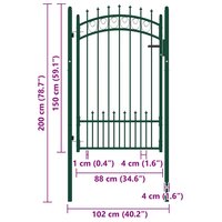 Poort met speerpunten 100x150 cm staal groen 5