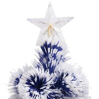 Kunstkerstboom met verlichting 64 cm glasvezel wit en blauw 5