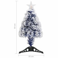 Kunstkerstboom met verlichting 64 cm glasvezel wit en blauw 8