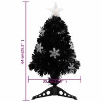Kerstboom met LED-sneeuwvlokken 64 cm glasvezel zwart 9