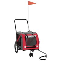 Fietskar voor huisdieren, rood en grijs Oxford-stof en ijzer 2