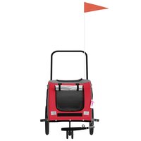 Fietskar voor huisdieren, rood en grijs Oxford-stof en ijzer 4