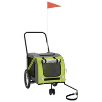 Fietskar voor huisdieren, groen en grijs Oxford-stof en ijzer 2