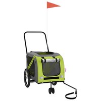 Fietskar voor huisdieren, groen en grijs Oxford-stof en ijzer 3