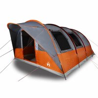 Tunneltent 5-persoons waterdicht grijs en oranje 2