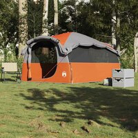 Tunneltent 6-persoons waterdicht grijs en oranje 3