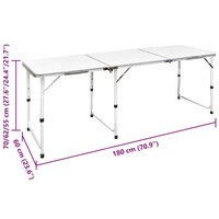 Campingtafel inklapbaar en verstelbaar in hoogte aluminium 180 x 60 cm 4