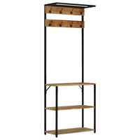 Kapstok met schoenenrek 68x30x182 cm massief ruw mangohout 9