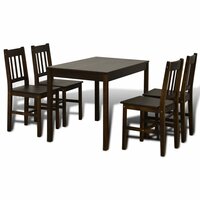 Eettafel met 4 stoelen hout bruin 6
