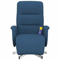 Massagestoel verstelbaar met voetensteun stof blauw 3