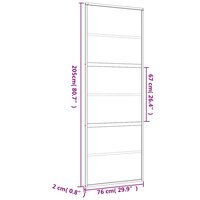 Schuifdeur 76x205 cm mat ESG-glas en aluminium goudkleurig 9