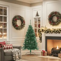 Kunstkerstboom met standaard half 150 cm PVC groen 2