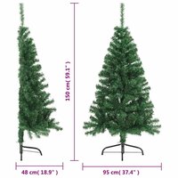 Kunstkerstboom met standaard half 150 cm PVC groen 9