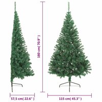 Kunstkerstboom met standaard half 180 cm PVC groen 9