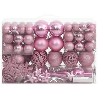 111-delige Kerstballenset polystyreen roze 3