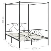 Hemelbedframe metaal grijs 140x200 cm  5