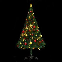 Kunstkerstboom met verlichting en kerstballen 150 cm groen 5