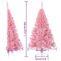 Kunstkerstboom met standaard half 120 cm PVC roze 9