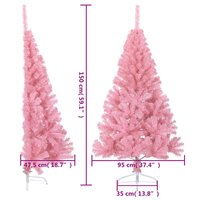 Kunstkerstboom met standaard half 150 cm PVC roze 9