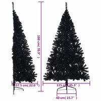 Kunstkerstboom met standaard half 180 cm PVC zwart 9