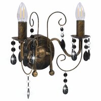 Wandlamp met kralen 2xE14 antiekzwart 2