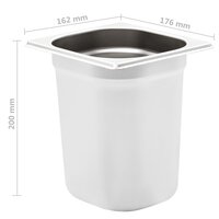 Gastronormbakken 8 st GN 1/6 200 mm roestvrij staal 8