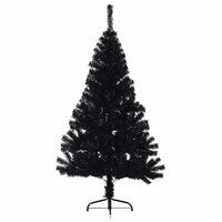 Kunstkerstboom met standaard half 120 cm PVC zwart 3