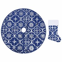 Kerstboomrok luxe met sok 150 cm stof blauw 2