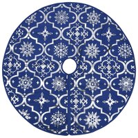 Kerstboomrok luxe met sok 150 cm stof blauw 3