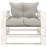 Tuinbank met taupe kussens pallet hout 2