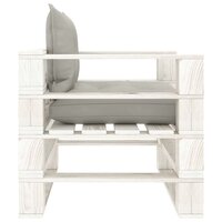 Tuinbank met taupe kussens pallet hout 3