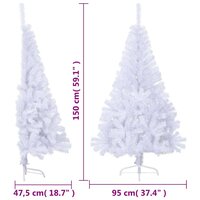 Kunstkerstboom met standaard half 150 cm PVC wit 9