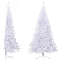 Kunstkerstboom met standaard half 180 cm PVC wit 4
