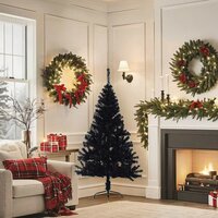 Kunstkerstboom met standaard half 150 cm PVC zwart 2