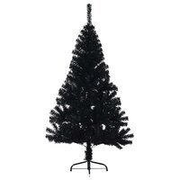 Kunstkerstboom met standaard half 150 cm PVC zwart 4
