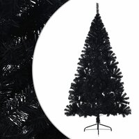 Kunstkerstboom met standaard half 210 cm PVC zwart 2