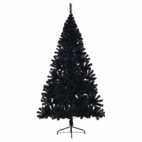 Kunstkerstboom met standaard half 210 cm PVC zwart 3