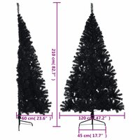 Kunstkerstboom met standaard half 210 cm PVC zwart 9