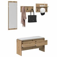 Halmeubelset 4 pcs Zwart eiken 90 x 31 x 46.5 cm Bewerkt hout 3