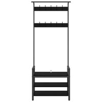 Kapstok met plank Zwart eiken 75 x 34 x 184 cm Bewerkt hout 5