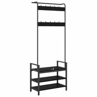 Kapstok met plank Zwart eiken 75 x 34 x 184 cm Bewerkt hout 7