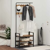 Kapstok met plank Anders Oud hout 75 x 34 x 184 cm Bewerkt hout 4