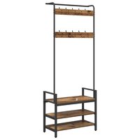 Kapstok met plank Anders Oud hout 75 x 34 x 184 cm Bewerkt hout 7