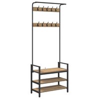 Kapstok artisanaal eikenkleurig 75 x 34 x 184 cm Bewerkt hout 2