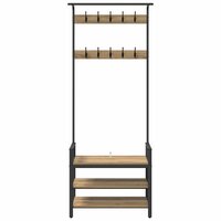 Kapstok artisanaal eikenkleurig 75 x 34 x 184 cm Bewerkt hout 5