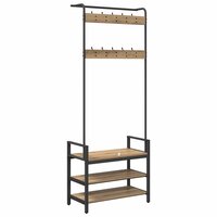 Kapstok artisanaal eikenkleurig 75 x 34 x 184 cm Bewerkt hout 7