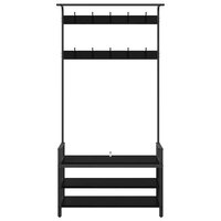 Kapstok met plank Zwart eiken 95 x 34 x 184 cm Bewerkt hout 5