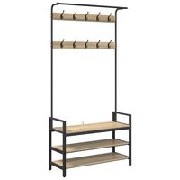 Kapstok met plank Sonoma eiken 95 x 34 x 184 cm Bewerkt hout 2